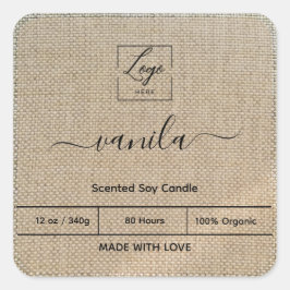 Rustic beige linen Add Your Logo   スクエアシール