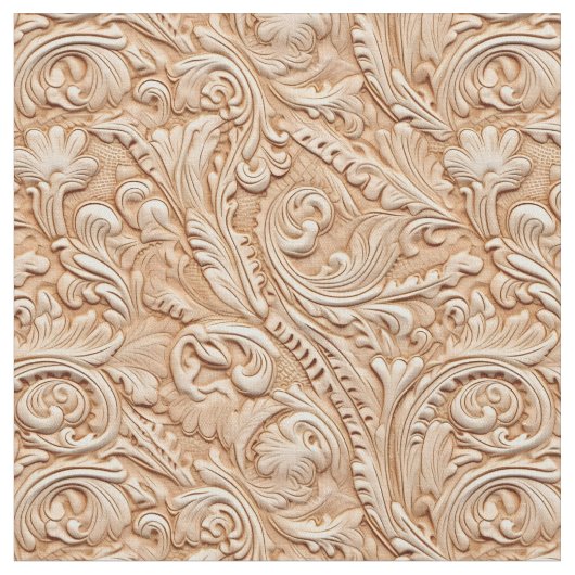 Rustic beige tooled leather ファブリック (クローズアップ)