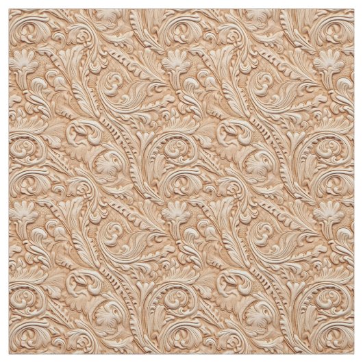 Rustic beige tooled leather ファブリック (見本)
