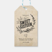Rustic Beige Western Floral Sweet Sixteen Birthday ギフトタグ (正面)