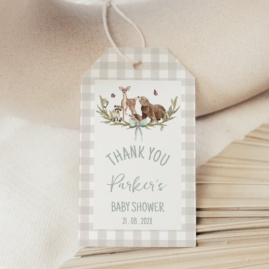 Rustic Beige Woodland Baby Shower  ギフトタグ