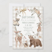 Rustic Beige Woodland Baby Shower Invitation 招待状 (正面)