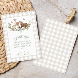 Rustic Beige Woodland Baby Shower Thank You Card サンキューカード