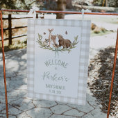 Rustic Beige Woodland Baby Shower Welcome Sign フォトプリント