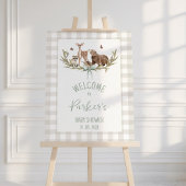 Rustic Beige Woodland Baby Shower Welcome Sign フォトプリント
