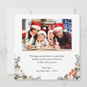 Rustic Berries Floral Merry Christmas Photo Square シーズンカード (裏面)