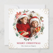 Rustic Berries Floral Merry Christmas Photo Square シーズンカード (正面)
