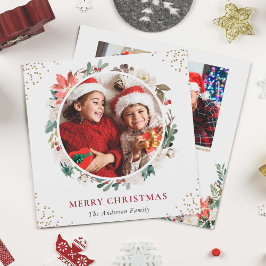 Rustic Berries Floral Merry Christmas Photo Square シーズンカード