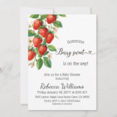 Rustic Berry Sweet Strawberry Red Baby Shower 招待状 (正面)