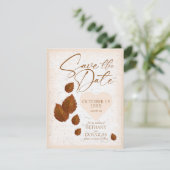 Rustic Birch Bark Carved Heart Save the Date 案内状 (スタンド正面)