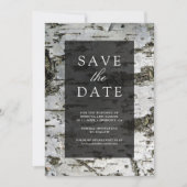 Rustic Birch Tree Bark Modern Wedding セーブザデート (正面)