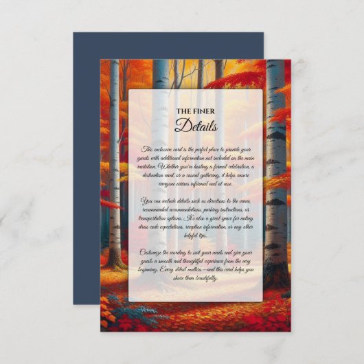 Rustic Birch Tree Fall Wedding エンクロージャーカード (正面/裏面)