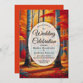 Rustic Birch Tree Fall Wedding 招待状