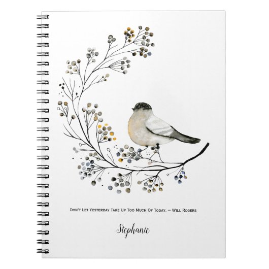 Rustic Bird Berries Twigs Inspiration Journal ノートブック (正面)
