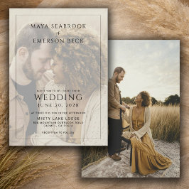 Rustic Black And White Overlay Photo Wedding 招待状