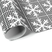 Rustic Black and White Plaid Snowflake Christmas ラッピングペーパー (ロールコーナー)