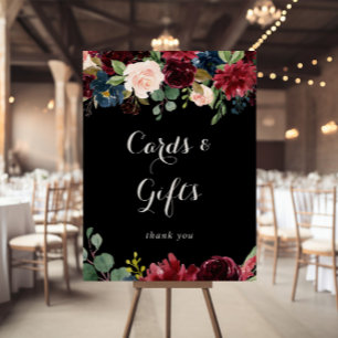 Rustic Black Botanical Cards and Gifts Sign ポスター