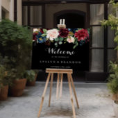 Rustic Black Botanical Wedding Welcome Sign ポスター