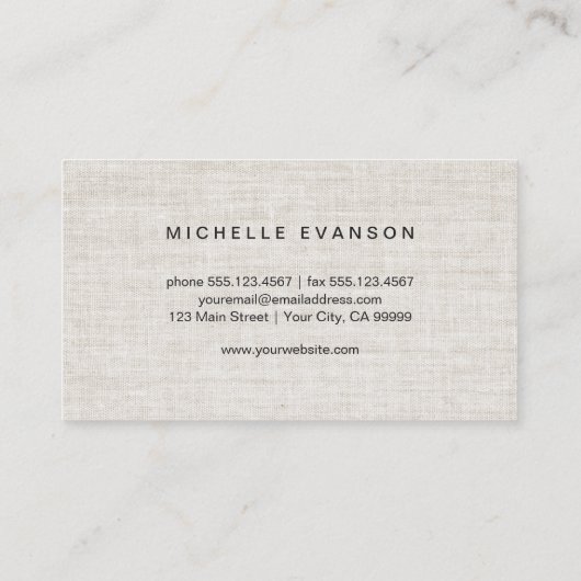 Rustic Black Butterfly Logo on Elegant Linen 名刺 (裏面)