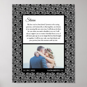 Rustic Black Custom Wedding Photo Marriage Vows ポスター