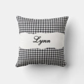 Rustic Black Gingham Personalized Name クッション (裏面)