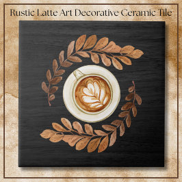 Rustic Black Watercolor Latte Art Decorative タイル