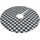 Rustic Black & White Buffalo Plaid ブラッシュドポリエステルツリースカート (アングル)