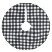 Rustic Black & White Buffalo Plaid ブラッシュドポリエステルツリースカート (正面)