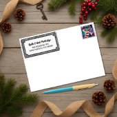 Rustic Black& White Buffalo Plaid Custom ラベル