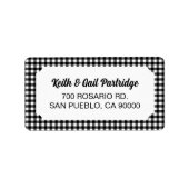 Rustic Black& White Buffalo Plaid Custom ラベル (正面)