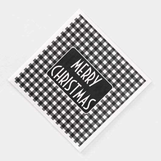 Rustic Black & White Buffalo Plaid Merry Christmas (コーナー)