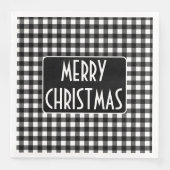 Rustic Black & White Buffalo Plaid Merry Christmas (正面)