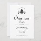 Rustic Black & White Christmas Tree Christmas 招待状 (正面)