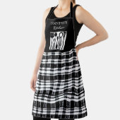 Rustic black white plaid monogram name kitchen エプロン (インサイチュ)