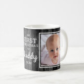 Rustic  Black Wood Daddy's First Christmas 2 Photo コーヒーマグカップ (正面右)