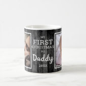 Rustic  Black Wood Daddy's First Christmas 2 Photo コーヒーマグカップ (中央)