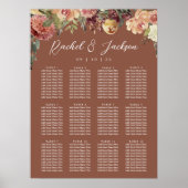 Rustic Bloom Floral Wedding Seating Chart ポスター (正面)