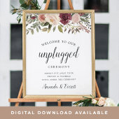 Rustic Bloom Unplugged Ceremony Wedding Sign ポスター