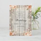 Rustic Blossom String Lights Wedding 招待状 (スタンド正面)