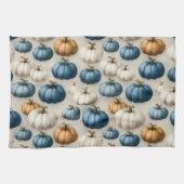 Rustic Blue and Neutral Pumpkins キッチンタオル (横)