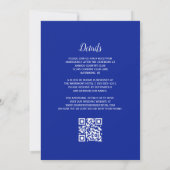 Rustic Blue Arch Portuguese Tile QR Code Wedding 招待状 (裏面)