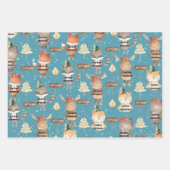 Rustic Blue Baby First Christmas Animals Add Name ラッピングペーパーシート (正面3)