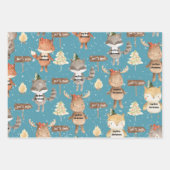 Rustic Blue Baby First Christmas Animals Add Name ラッピングペーパーシート (正面)