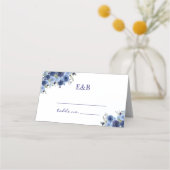 Rustic Blue Blooms – Boho Wedding プレイスカード (裏面)