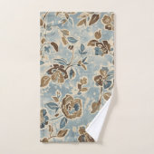 Rustic Blue Brown Tan Floral バスタオルセット (ハンドタオル)
