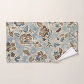 Rustic Blue Brown Tan Floral バスタオルセット (ハンドタオル)