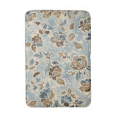 Rustic Blue Brown Tan Floral バスマット (正面縦)