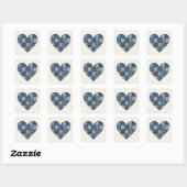Rustic Blue Denim Patchwork Heart Illustration スクエアシール (シート)
