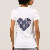Rustic Blue Denim Patchwork Heart Illustration Tシャツ (裏面)