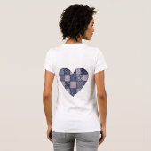 Rustic Blue Denim Patchwork Heart Illustration Tシャツ (裏面フル)